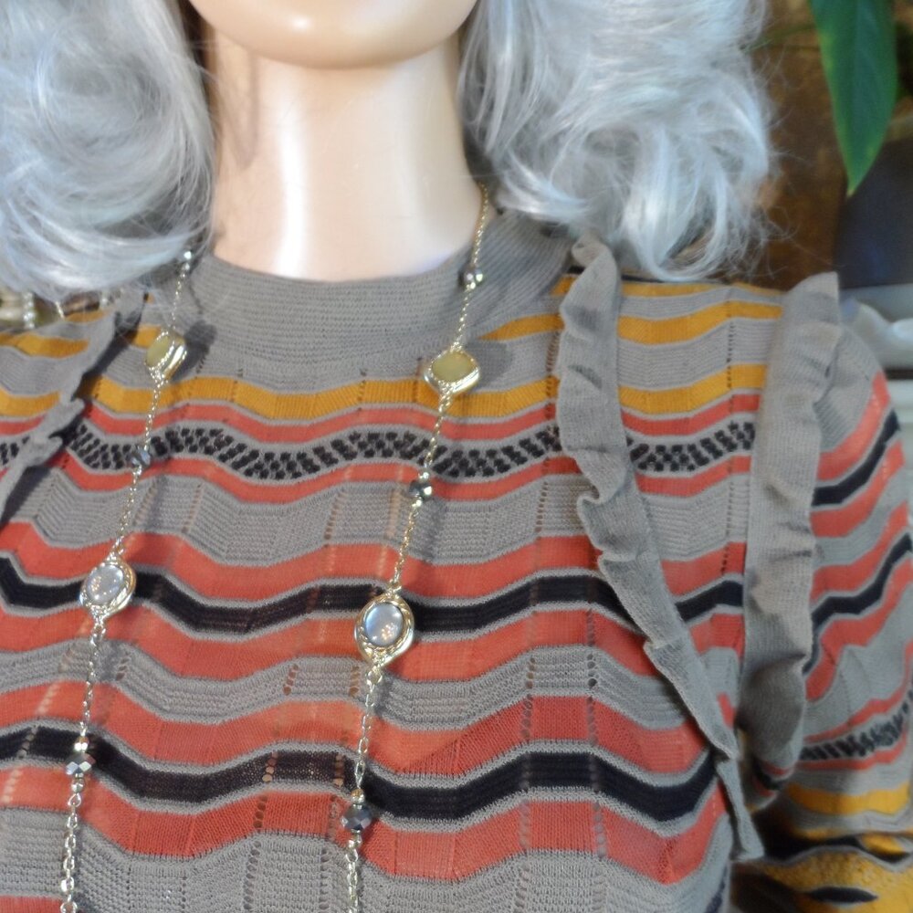 M Missoni Beige Multi Zig Zag Pattern A Line Knit… - image 7